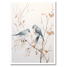 Laddar bild till gallerivisning, Blue Birds Plakat Plakana 21x30 cm (A4) Hvid Egetræ