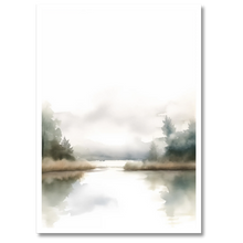 Laddar bild till gallerivisning, Forest Lake Serenity Plakat Plakana 21x30 cm (A4) Hvid Egetræ