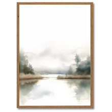 Laddar bild till gallerivisning, Forest Lake Serenity Plakat Plakana 21x30 cm (A4) Mørk egetræ