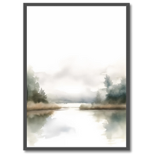 Laddar bild till gallerivisning, Forest Lake Serenity Plakat Plakana 21x30 cm (A4) Sort egetræ