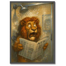 Laddar bild till gallerivisning, Morgenchok Løve Plakat Plakana 21x30 cm (A4) Sort egetræ