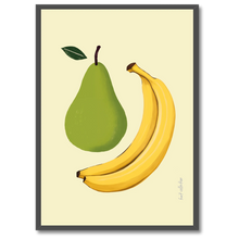 Laddar bild till gallerivisning, Pear & Banana Plakat Plakana 21x30 cm (A4) Sort egetræ
