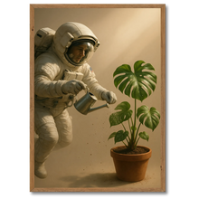 Laddar bild till gallerivisning, Astronaut monstera plakat Plakana 21x30 cm (A4) Mørk egetræ