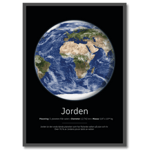 Laddar bild till gallerivisning, Jorden Poster Plakana 21x30 cm (A4) Sort egetræ