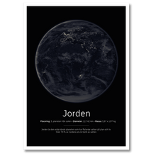 Laddar bild till gallerivisning, Jorden Poster (nattversion) Plakana 21x30 cm (A4) Hvid Egetræ