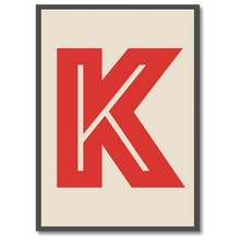 Laddar bild till gallerivisning, K Plakat Plakana 21x30 cm (A4) Sort egetræ