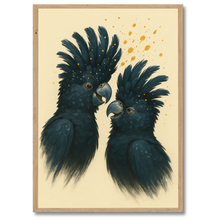 Laddar bild till gallerivisning, Kakaduer duo plakat Plakana 21x30 cm (A4) Egetræ