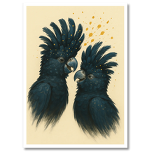 Laddar bild till gallerivisning, Kakaduer duo plakat Plakana 21x30 cm (A4) Hvid Egetræ