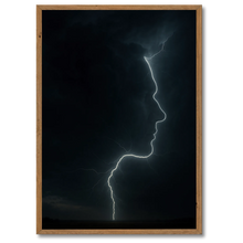 Laddar bild till gallerivisning, Lightning Face plakat Plakana 21x30 cm (A4) Mørk egetræ