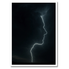 Laddar bild till gallerivisning, Lightning Face plakat Plakana 21x30 cm (A4) Hvid Egetræ