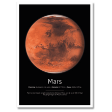 Laddar bild till gallerivisning, Mars Poster Plakana 21x30 cm (A4) Hvid Egetræ