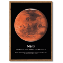 Laddar bild till gallerivisning, Mars Poster Plakana 21x30 cm (A4) Mørk egetræ
