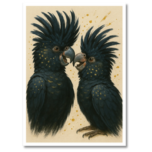 Laddar bild till gallerivisning, Sorte kakaduer plakat Plakana 21x30 cm (A4) Hvid Egetræ