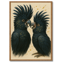 Laddar bild till gallerivisning, Sorte kakaduer plakat Plakana 21x30 cm (A4) Mørk egetræ