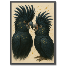 Laddar bild till gallerivisning, Sorte kakaduer plakat Plakana 21x30 cm (A4) Sort egetræ