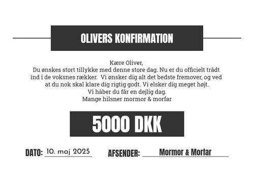 Oversize check til pengegave Plakana