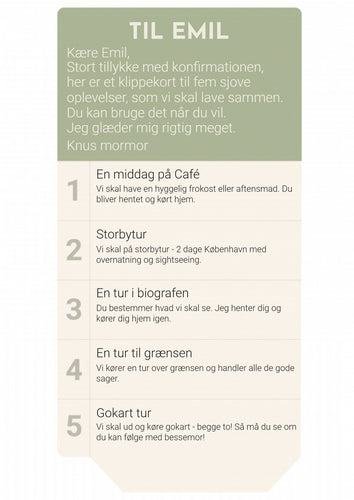 Klippekort til konfirmanden Plakana