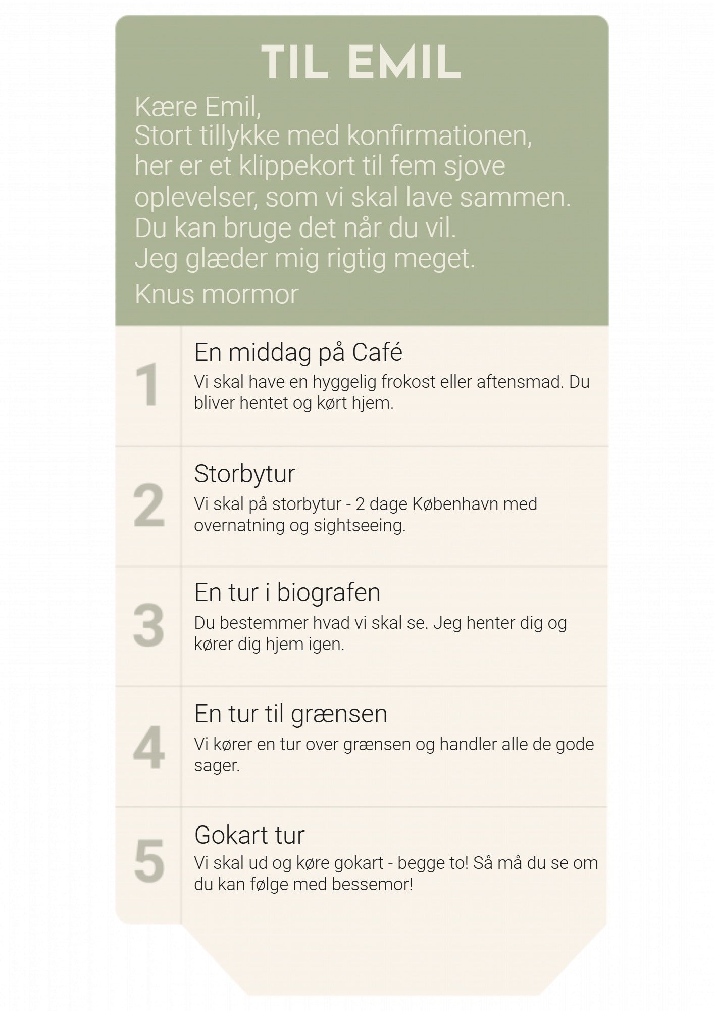 Klippekort til mors dag Klippekort (20x40 cm)