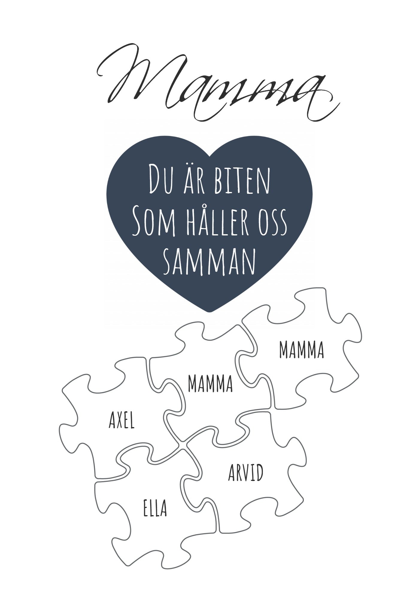 Du är biten som håller oss samman – 5 bitar 21x30cm (A4)