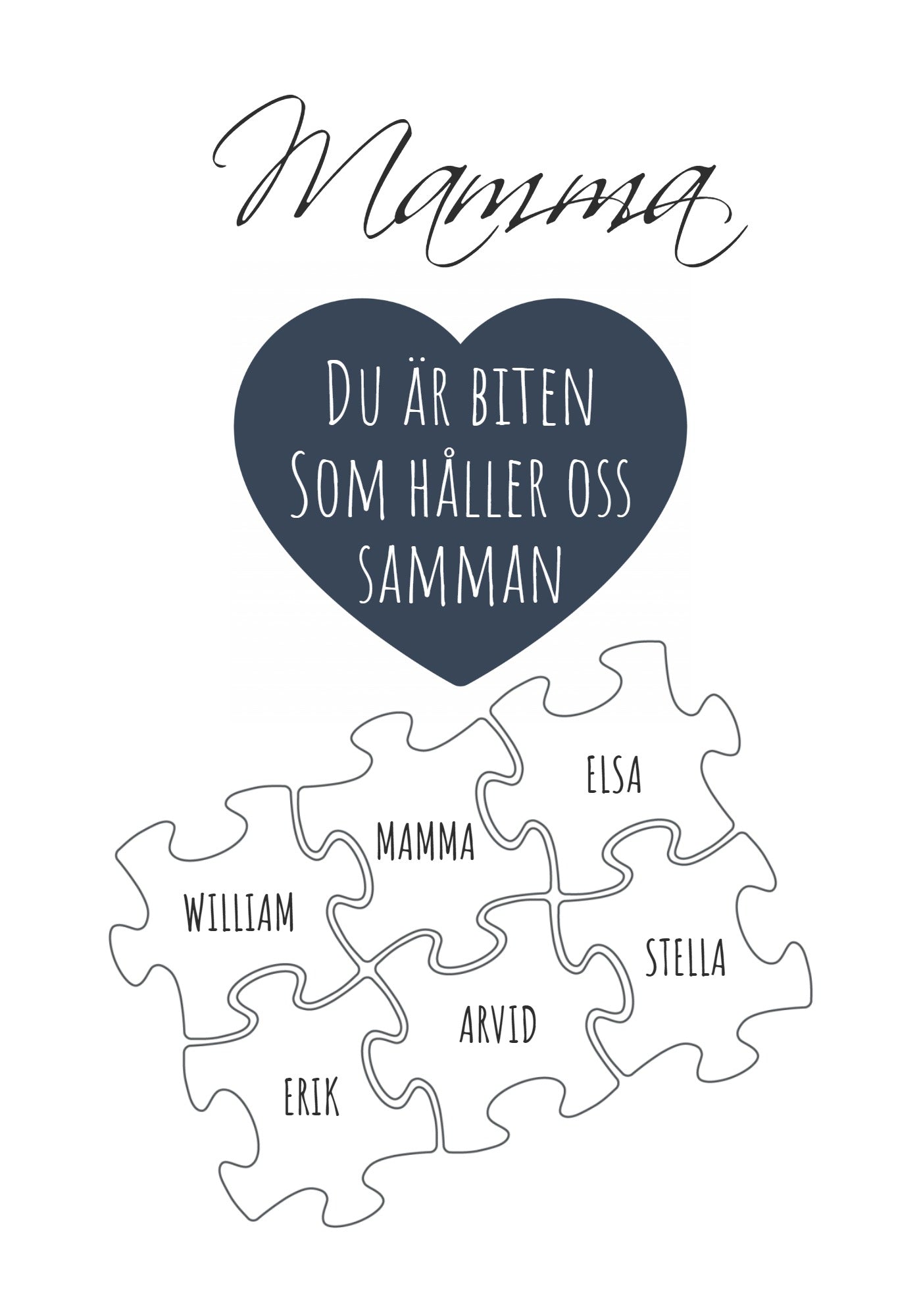 Du är biten som håller oss samman – 6 bitar 21x30cm (A4)