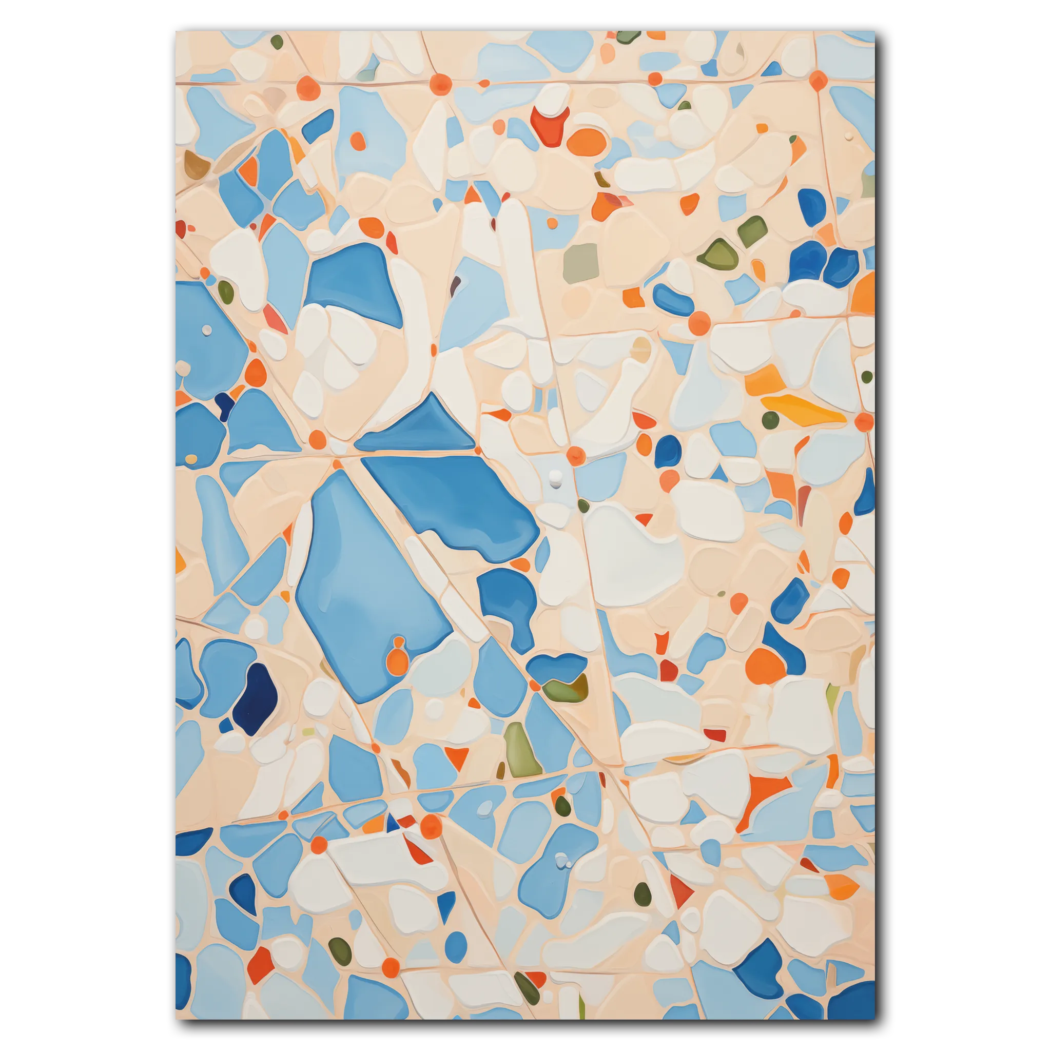 Blå Mosaik poster 35x50 cm (B3) / Vit ek