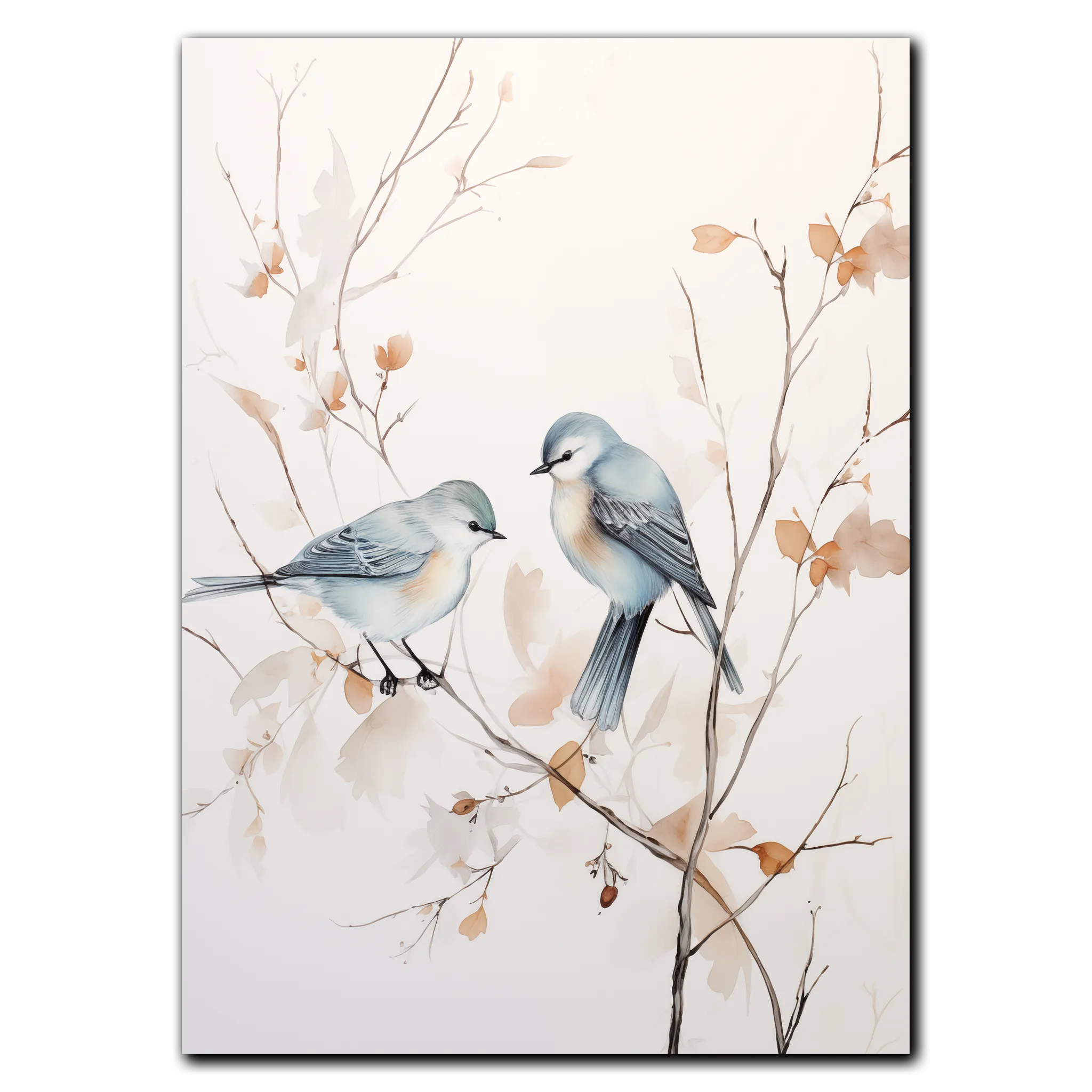 Blue Birds Plakat 21x30 cm (A4) / Mørk egetræ