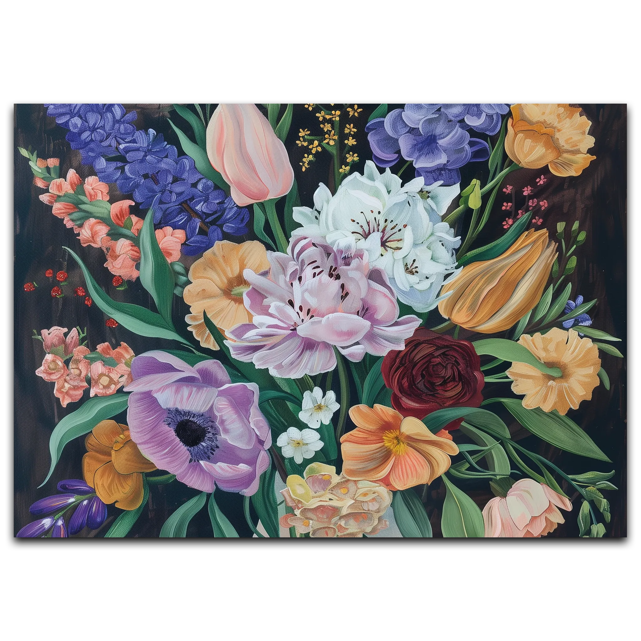 Floral Splendor Plakat 21x30 cm (A4) / Mørk egetræ