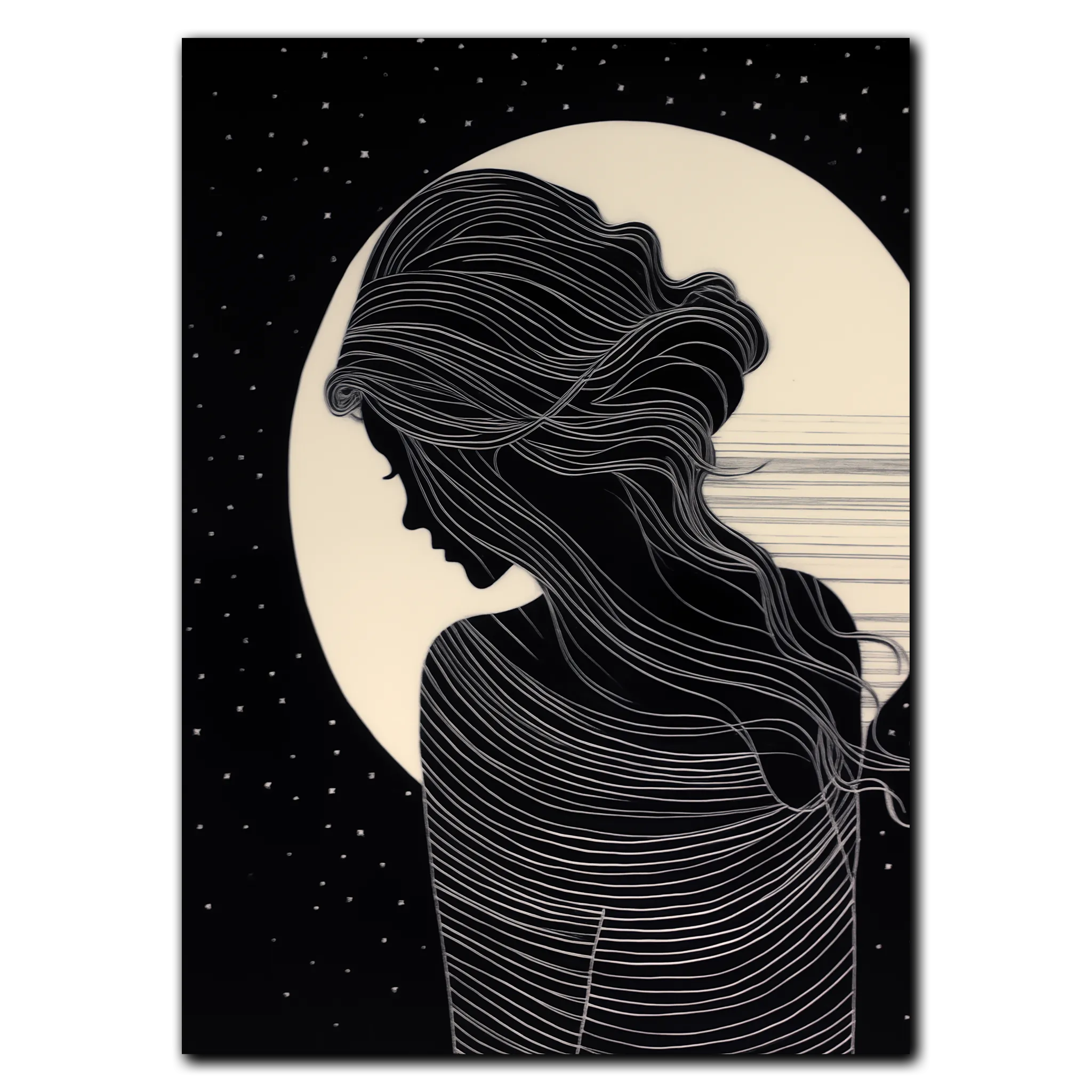 Night Silhouettes Plakat 35x50 cm (B3) / Hvid Egetræ