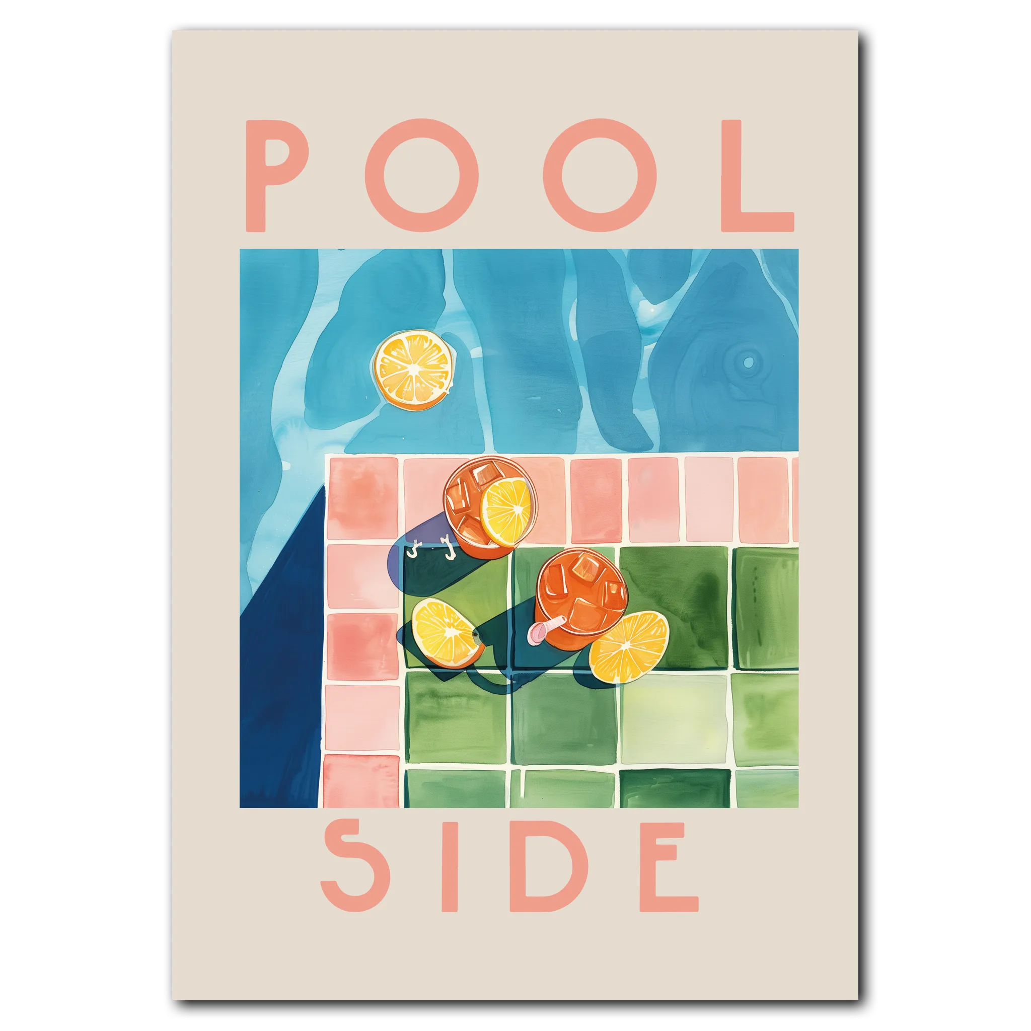 Pool Side poster 60x84 cm (A1) / Vit ek