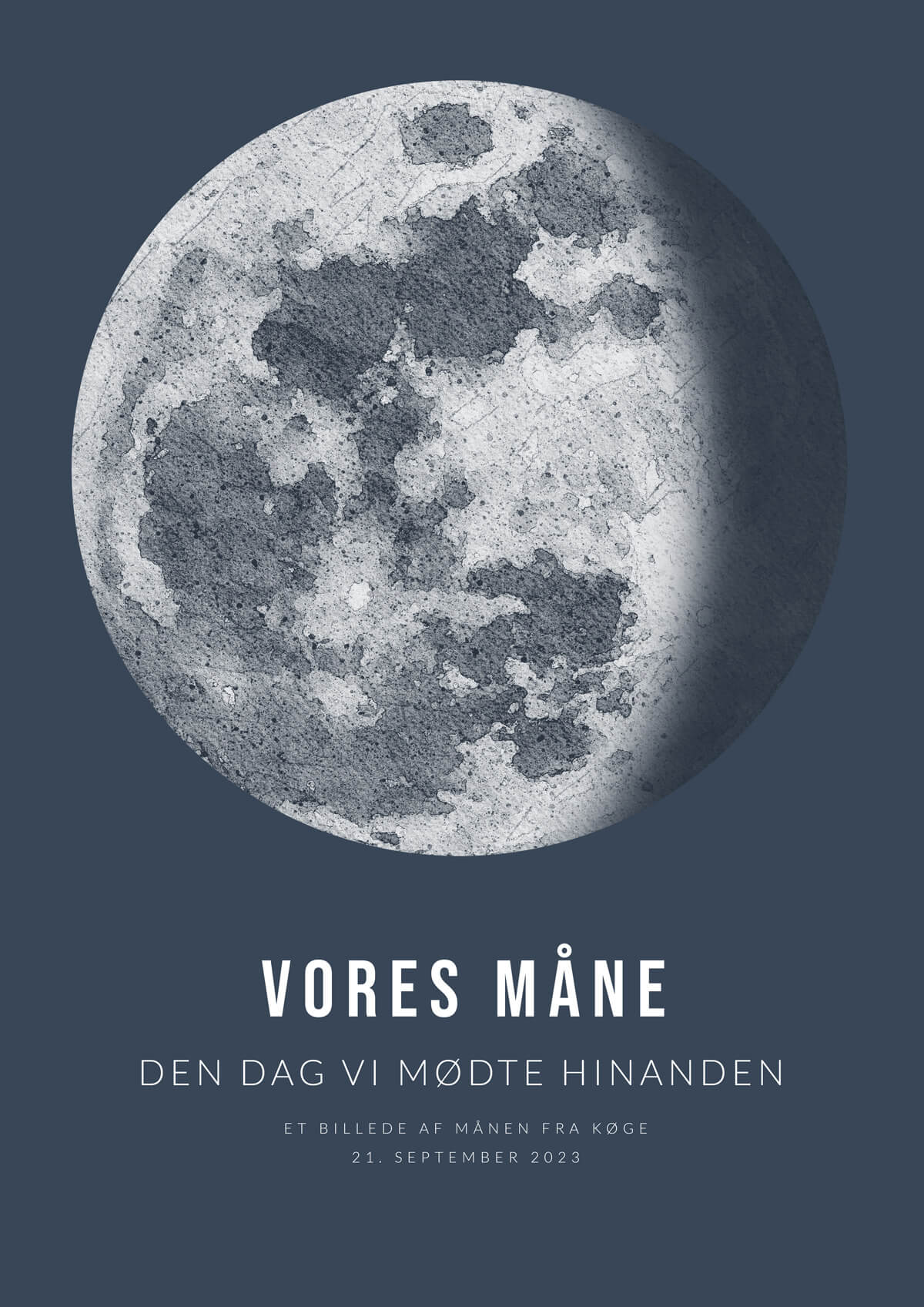 Måneplakat No. 3 30x42 cm (A3) / Hvid