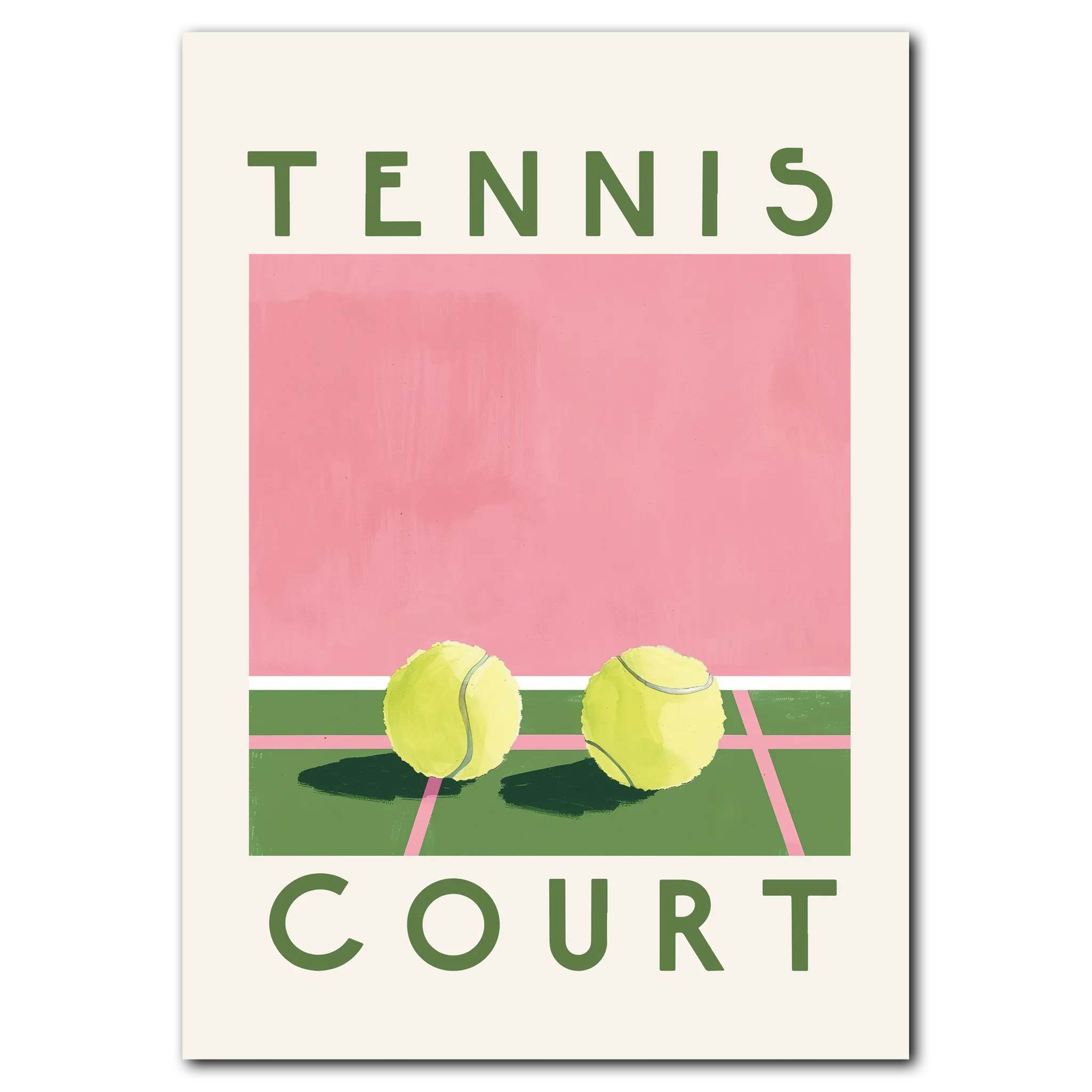 Tennis Court poster 50x70 cm (B2) / Vit ek