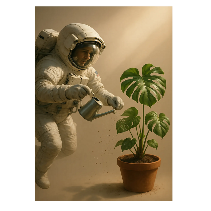 Astronaut monstera plakat Plakana 21x30 cm (A4) Ingen ramme