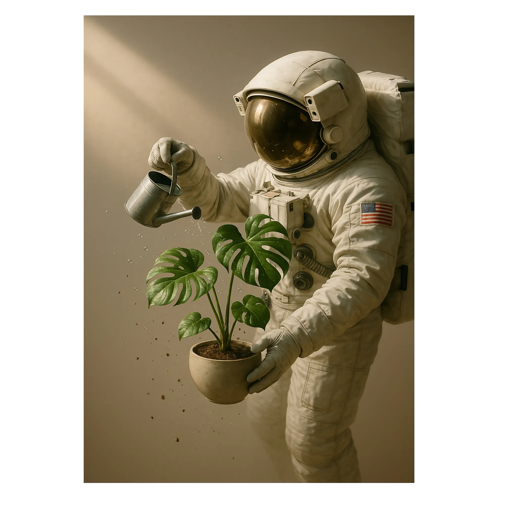 Astronaut plante plakat 30x42 cm (A3) / Sort egetræ