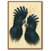 Laddar bild till gallerivisning, Kakaduer duo plakat Plakana 21x30 cm (A4) Mørk egetræ
