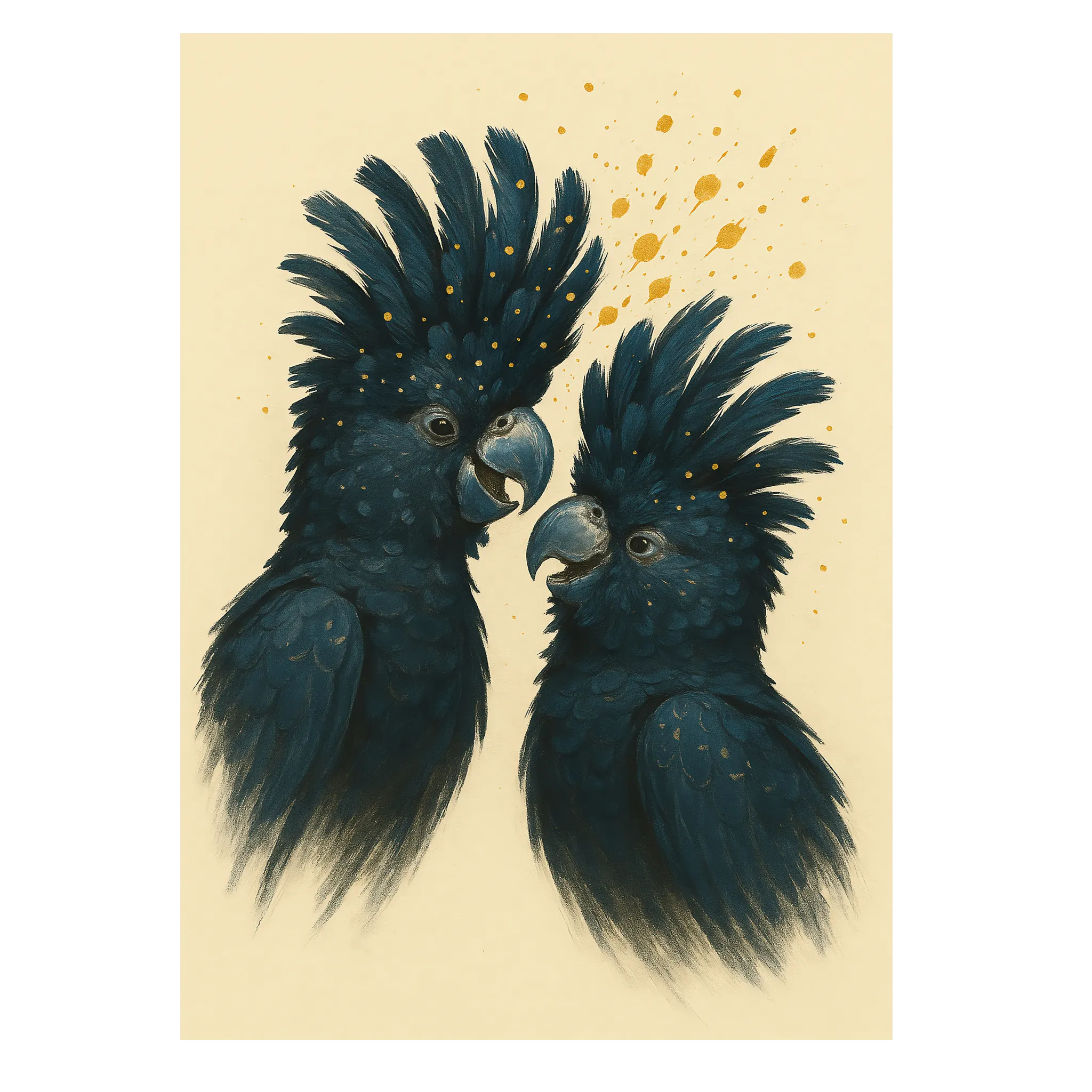 Kakaduer duo plakat 35x50 cm (B3) / Mørk egetræ