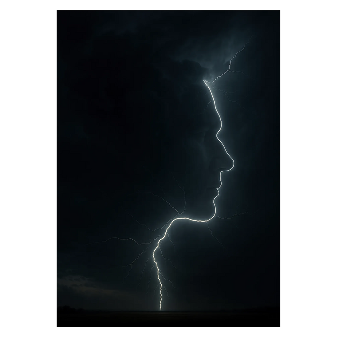 Lightning Face plakat Plakana 21x30 cm (A4) Ingen ramme