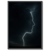 Laddar bild till gallerivisning, Lightning Face plakat Plakana 21x30 cm (A4) Sort egetræ
