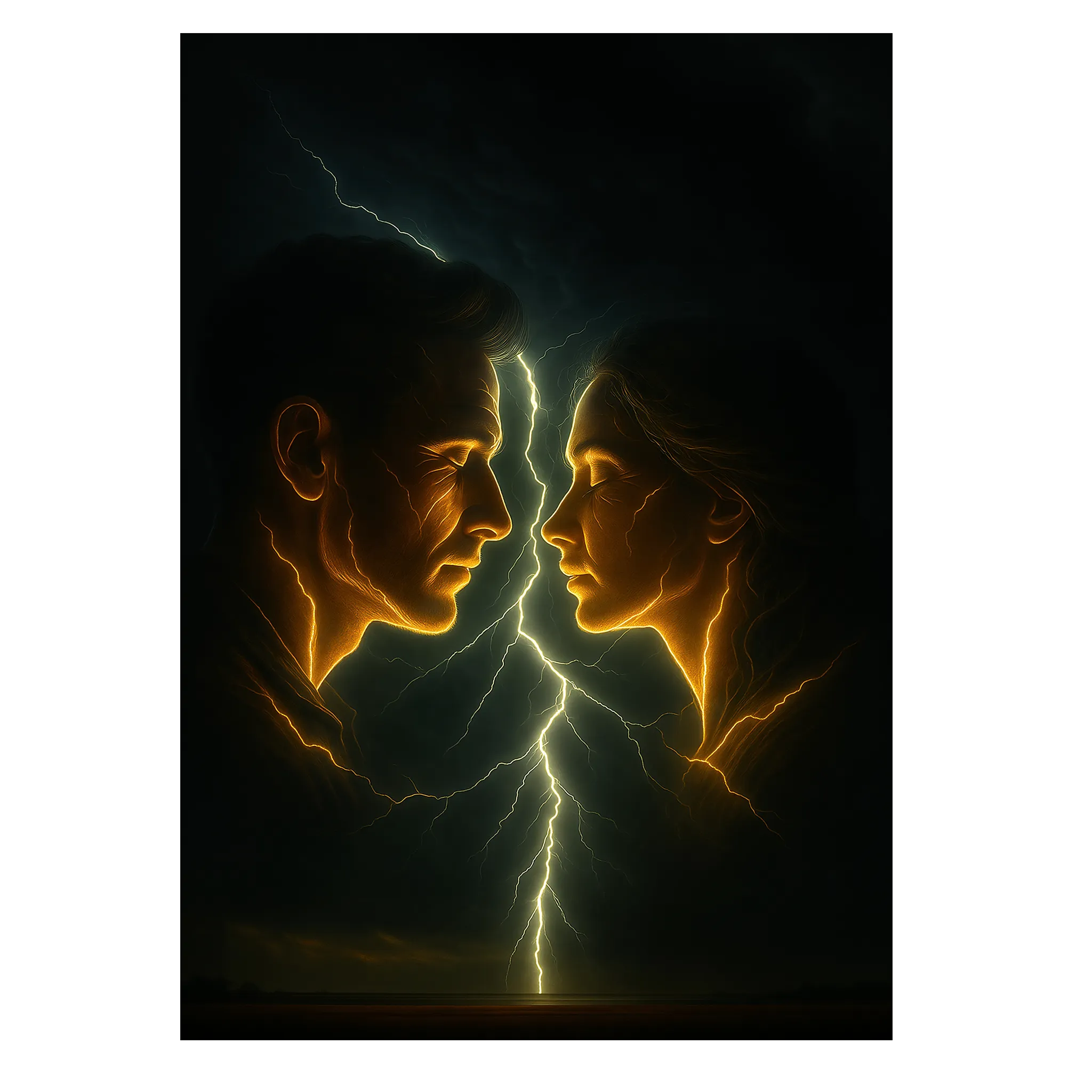 Lightning Kiss plakat 21x30 cm (A4) / Hvid Egetræ