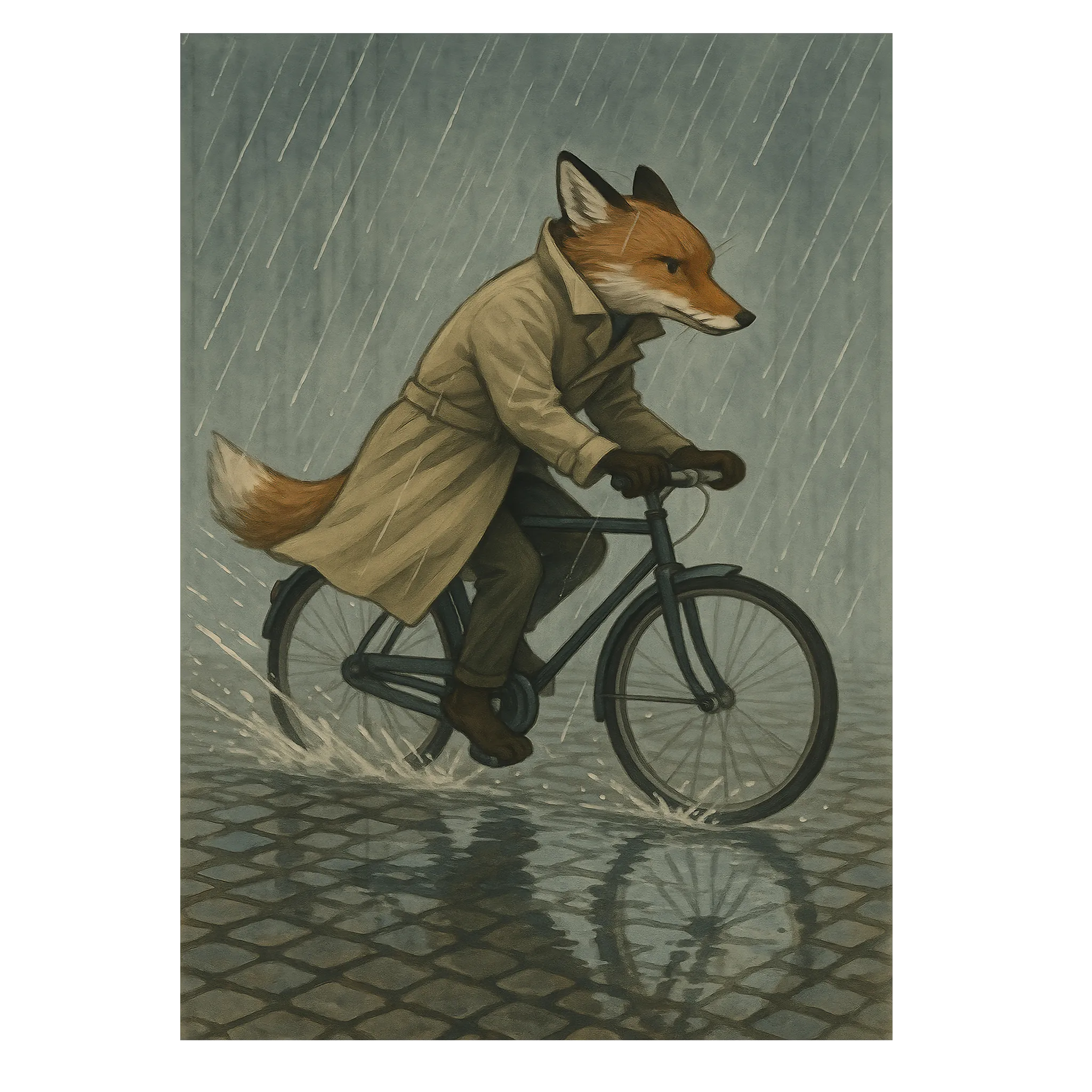 Ræv på cykel plakat 35x50 cm (B3) / Ingen ramme