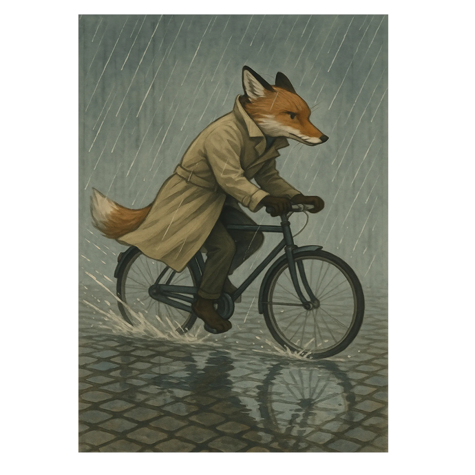 Ræv på cykel plakat Plakana 21x30 cm (A4) Ingen ramme