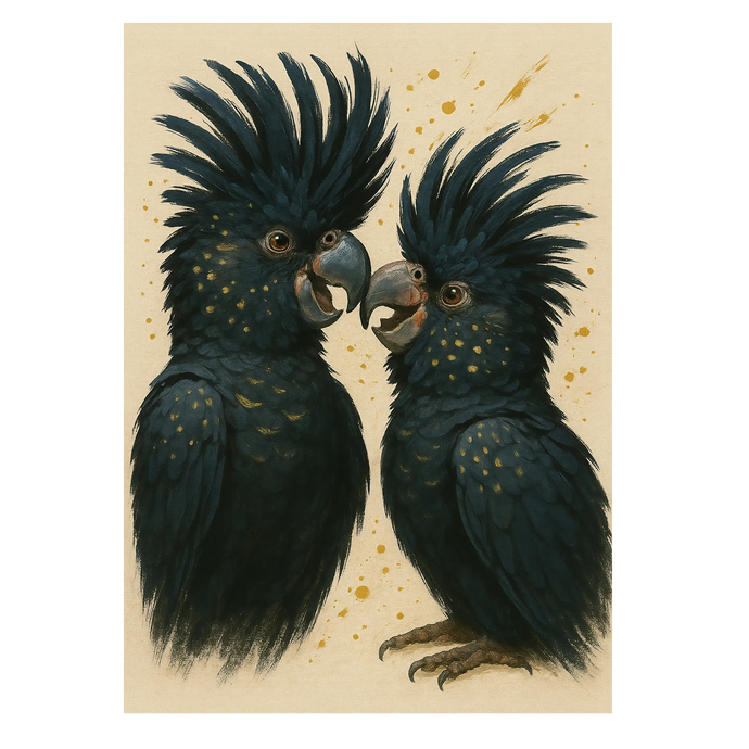 Sorte kakaduer plakat Plakana 21x30 cm (A4) Ingen ramme