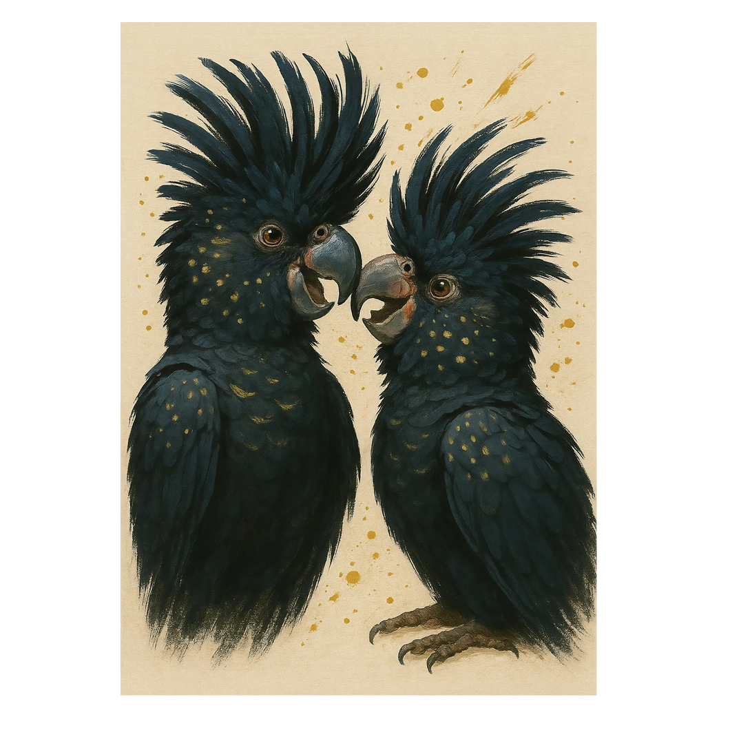 Sorte kakaduer plakat Plakana 21x30 cm (A4) Ingen ramme