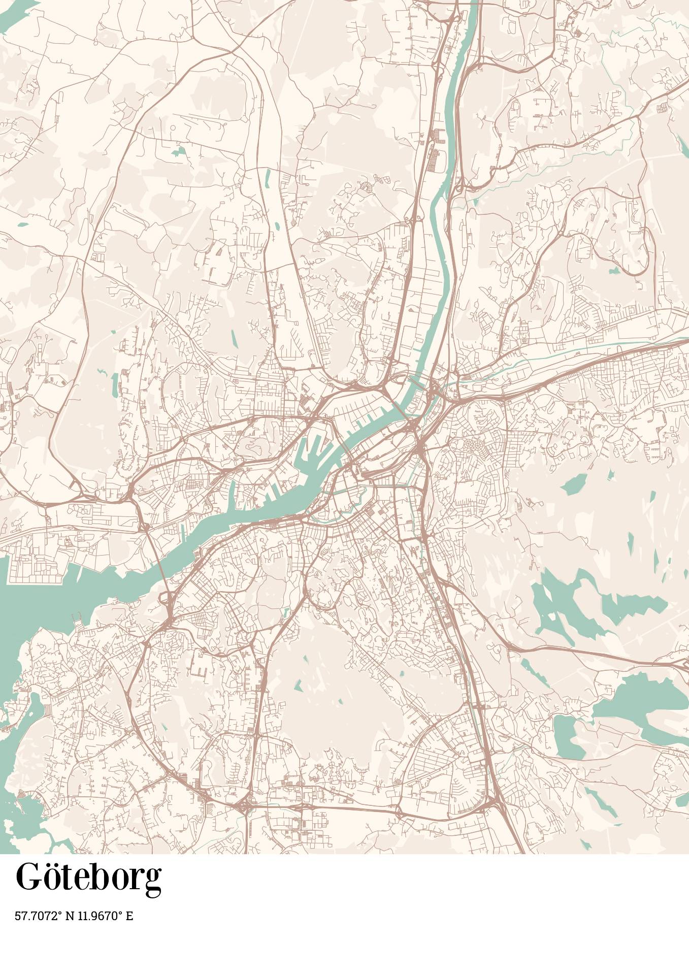Stadskarta med nål 21x30cm (A4)