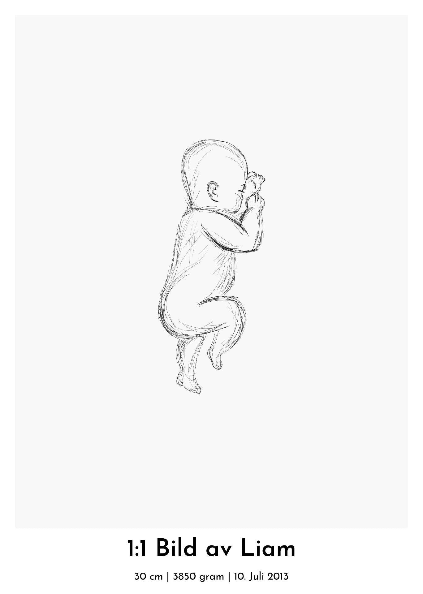 1:1 baby affisch 21x30cm (A4)